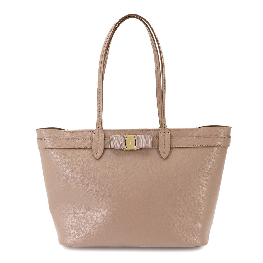 Salvatore Ferragamo Vara Ribbon Tote Handbag, Leather, Pink, 21 1082, Gold Ha...